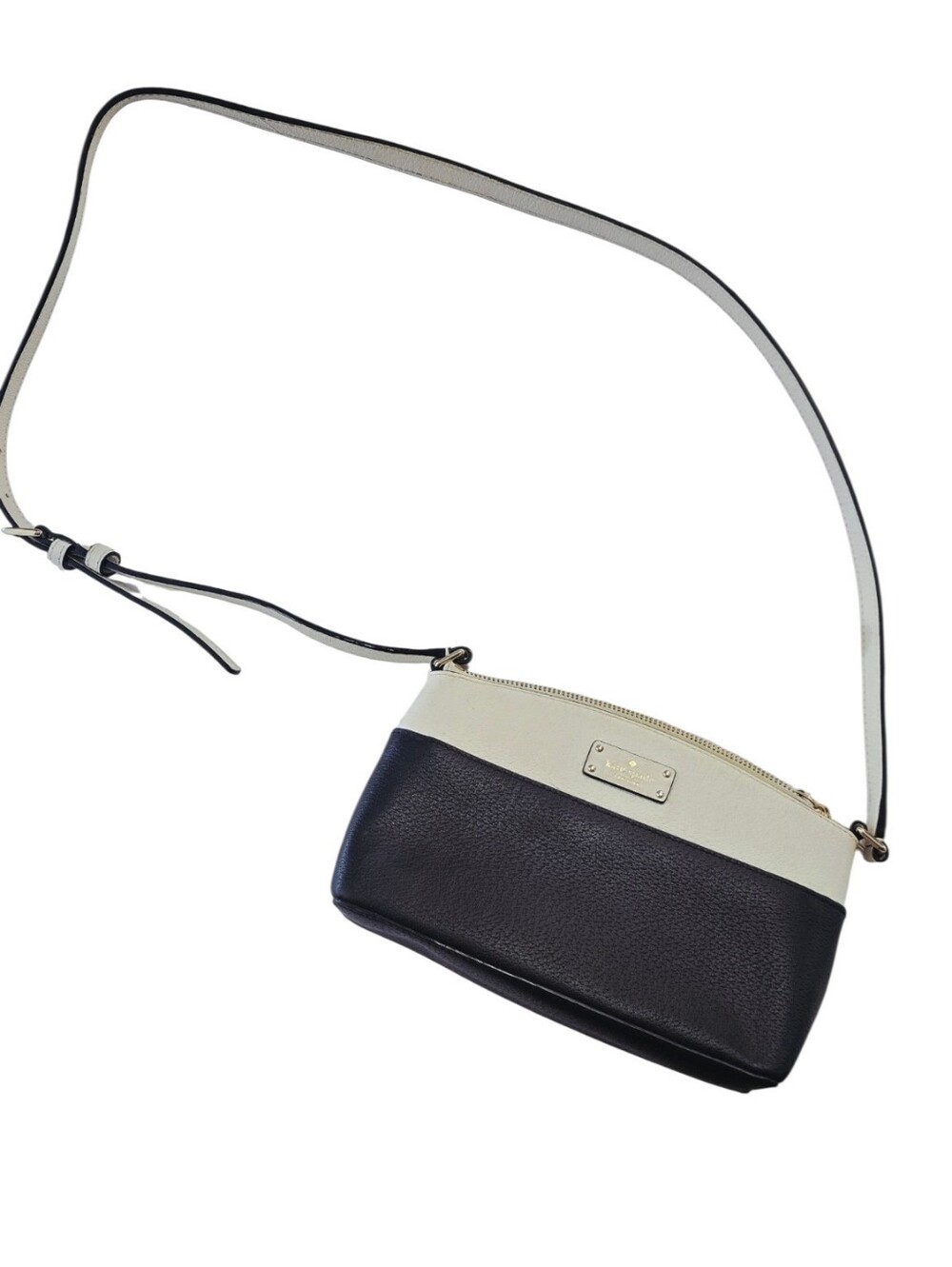 Kate Spade New York Black Cream Leather Colorblock Crossbody Bag - Picture 2 of 12